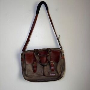 Vintage L.L. Bean Traveler Satchel Leather Briefcase Messenger Bag Large Brown